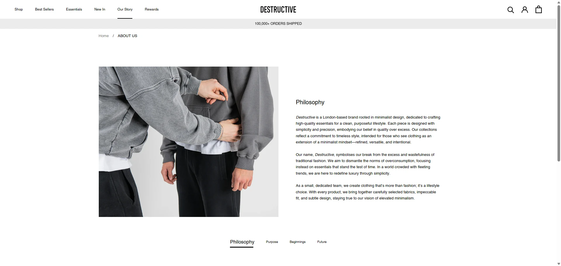 Destructive About Us Implementation Screenshot